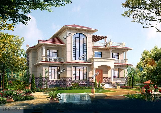 農村三層精美別墅，外觀美，造價也經濟，60年不過時！