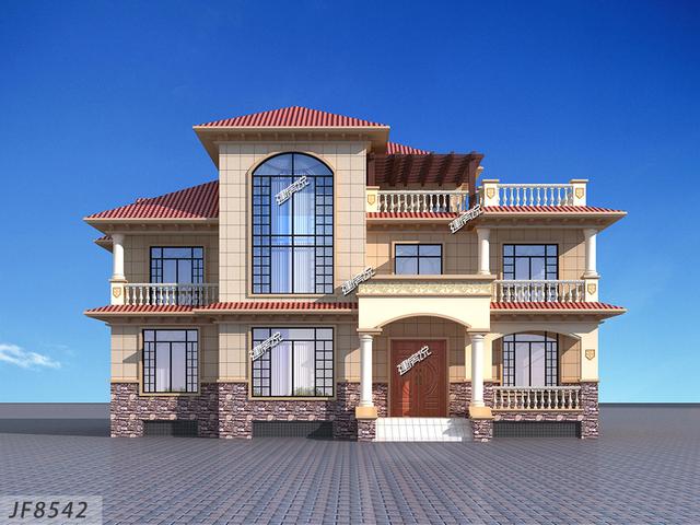 農村三層精美別墅，外觀美，造價也經濟，60年不過時！