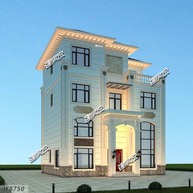 帶挑空客廳的三層歐式樓房設(shè)計圖，高端大氣，建一棟絕對賺足面子。