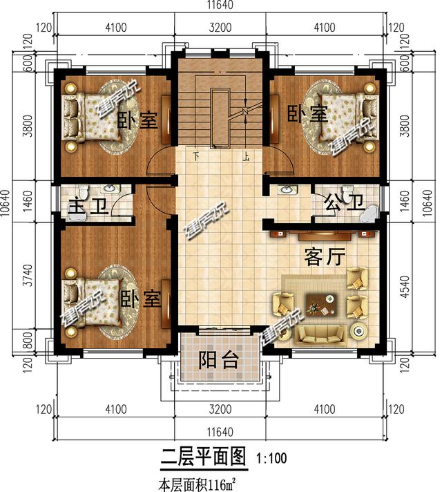 帶挑空客廳的三層歐式樓房設(shè)計圖，高端大氣，建一棟絕對賺足面子。