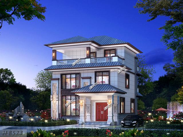 94平小戶型二層新中式住宅設(shè)計圖，宅基地雖小，卻很是氣派！