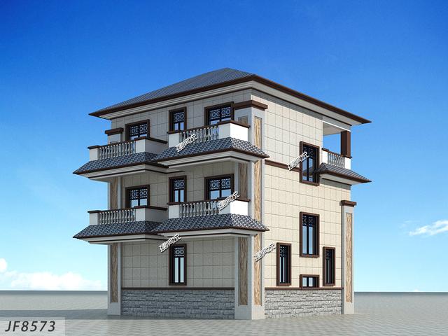 94平小戶型二層新中式住宅設(shè)計圖，宅基地雖小，卻很是氣派！