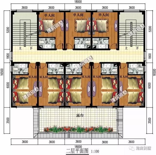 二層酒店式住宅設(shè)計(jì)圖，適合開農(nóng)家樂，日子過得紅紅火火。