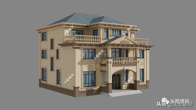 占地223平的農(nóng)村三層歐式大別墅設(shè)計(jì)圖，精美的構(gòu)件和裝飾，中式和歐式完美的結(jié)合，大氣與實(shí)用于一體