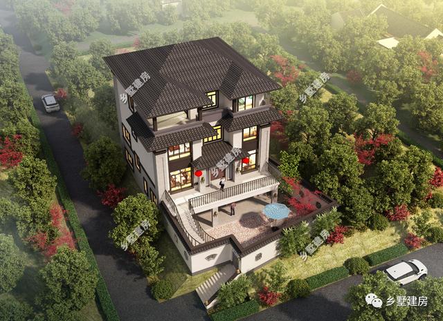 四層經(jīng)典中式別墅設(shè)計(jì)圖，新老元素的混合搭配很漂亮，不比歐式差