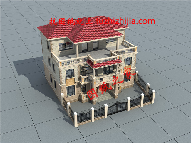 2019新款農(nóng)村三層雙拼自建房設計圖，占地150平米左右，單戶75平米