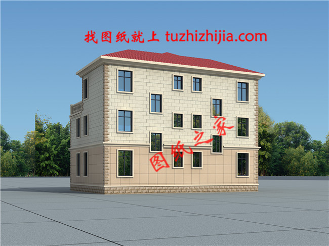 2019新款農(nóng)村三層雙拼自建房設計圖，占地150平米左右，單戶75平米