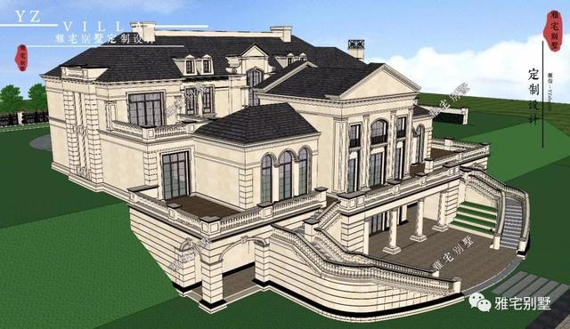 帶半地下室的二層復(fù)式樓房設(shè)計圖，對稱設(shè)計，舒適享受鄉(xiāng)村生活