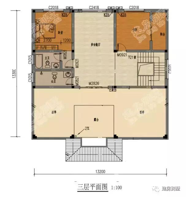 兩棟開間13米左右的二層農(nóng)村別墅，第二棟文化石搭配紅色琉璃瓦，真的很好看
