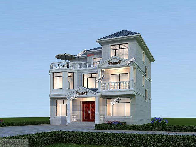 精美的三層歐式別墅，占地一百多平，在農(nóng)村建造，親戚朋友都夸棒！