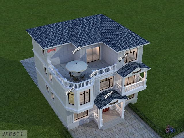 精美的三層歐式別墅，占地一百多平，在農(nóng)村建造，親戚朋友都夸棒！