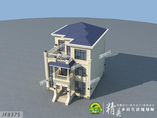 三層歐式別墅設(shè)計(jì)圖，面寬僅9米，外觀豪華氣派，簡(jiǎn)直是小宅基地的福音！