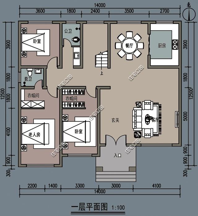 占地173平的新農(nóng)村二層別墅設(shè)計圖，帶有7間臥室，一定能滿足大家的居住需求。