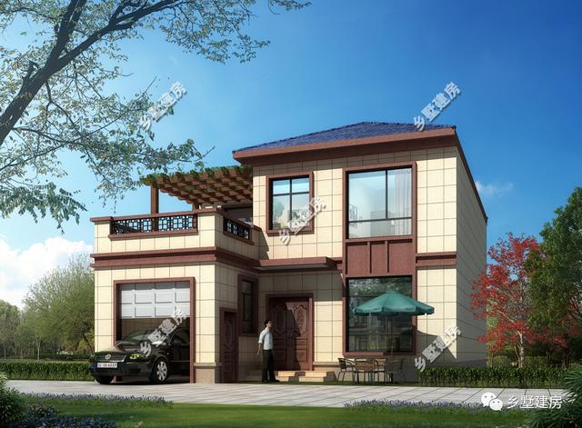 162平二層農(nóng)村別墅，既美觀又大方，帶車庫和大露臺的設(shè)計(jì)，建上一棟絕對面子十足！