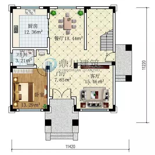 11.42米x11.22米三層小別墅設(shè)計(jì)圖，簡(jiǎn)單大氣，建成后的結(jié)果令人十分驚喜！