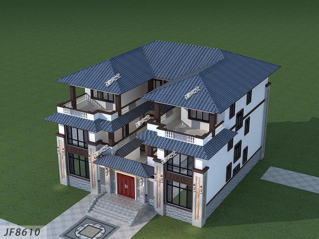 三層新中式小樓設(shè)計(jì)圖，臥室也比較多，可以容納一大家子的幸福！