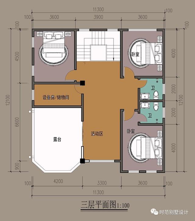 三層高檔別墅設(shè)計圖，造型宏偉高大，臥室多，享受悠閑精致的鄉(xiāng)村生活