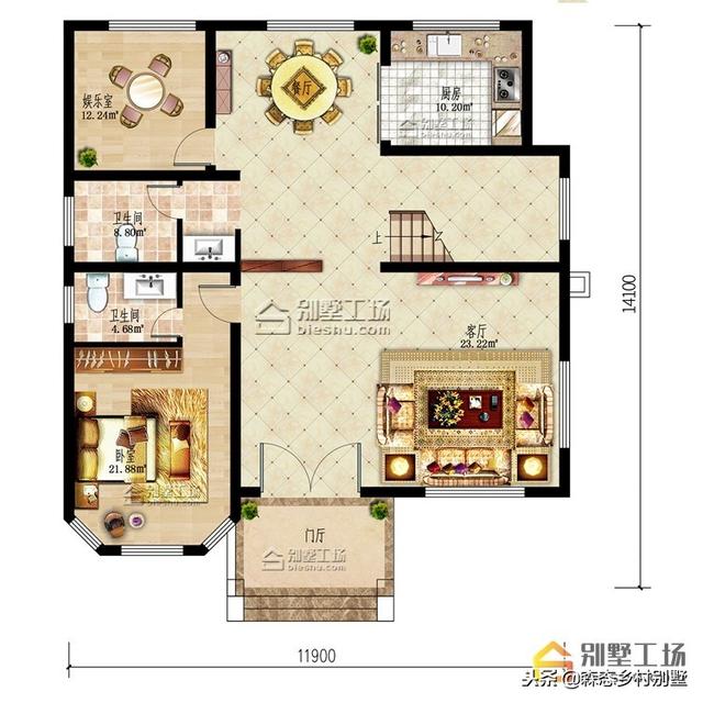 11.9X13.5米二層歐式別墅，外觀漂亮大方，布局實(shí)用。