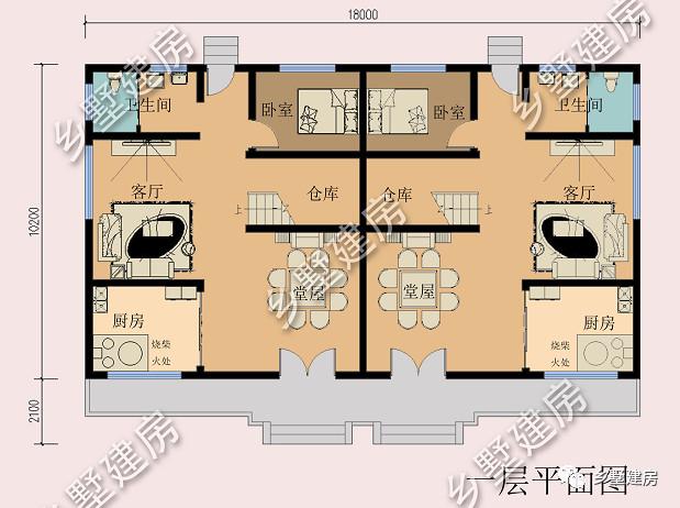 豪華大氣三層雙拼別墅設計圖，外觀美經(jīng)濟適用，最適合農(nóng)村的兄弟姐妹一起居住。
