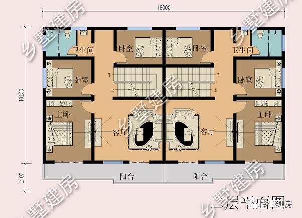 豪華大氣三層雙拼別墅設計圖，外觀美經(jīng)濟適用，最適合農(nóng)村的兄弟姐妹一起居住。