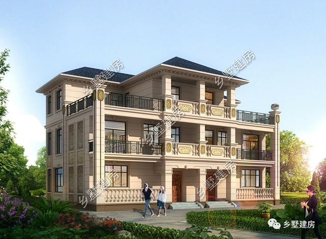 豪華大氣三層雙拼別墅設計圖，外觀美經(jīng)濟適用，最適合農(nóng)村的兄弟姐妹一起居住。