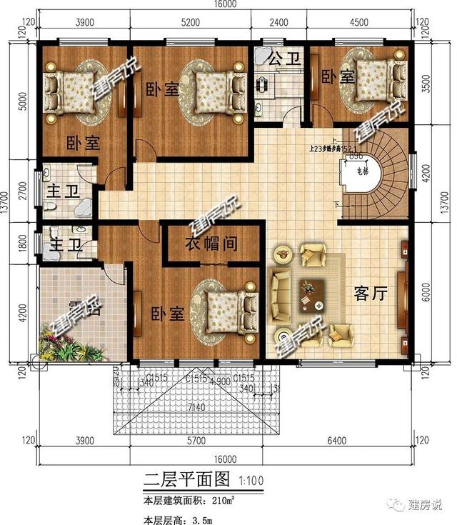 三層經(jīng)典歐式別墅設(shè)計(jì)圖，戶型方正，特別是室內(nèi)布局，我給100分都不嫌多