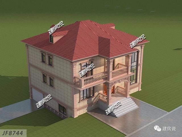 帶地下車庫的二層歐式別墅設(shè)計(jì)圖，外觀簡約大氣，四方八穩(wěn)，好戶型，不容錯過