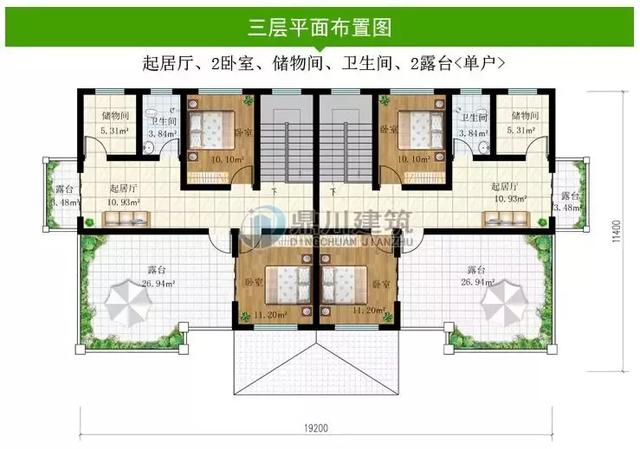 共堂屋雙拼歐式三層自建別墅設(shè)計(jì)圖，村里無同款，放心建！