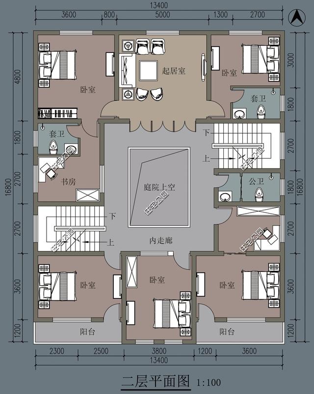 中式合院才是建房首選，13×16米雙庭院戶型設計圖，打造愜意鄉(xiāng)村生活