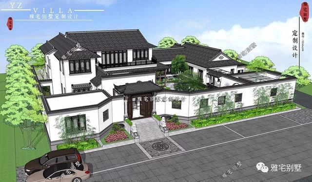 兩層唯美新中式別墅設計圖推薦，錯落有致，盡顯江南小情調(diào)