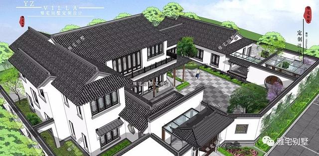 兩層唯美新中式別墅設計圖推薦，錯落有致，盡顯江南小情調(diào)