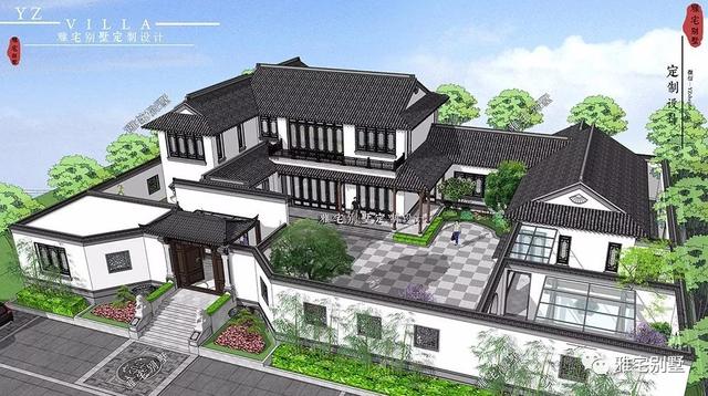 兩層唯美新中式別墅設計圖推薦，錯落有致，盡顯江南小情調(diào)