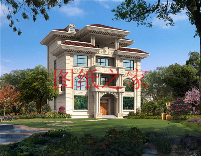 13.8X12.5米的四層別墅設(shè)計圖，170平大戶型，美觀奢華、氣勢恢宏！