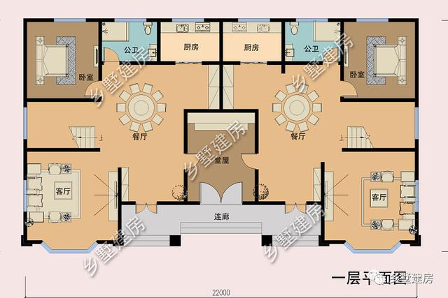 雙拼別墅設(shè)計(jì)圖，家里兄弟姐妹多，實(shí)用大氣還有檔次！