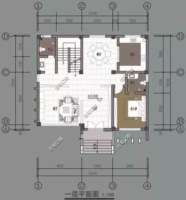 湖北農(nóng)村40萬自建2層框架別墅設(shè)計圖，包工價240每平。