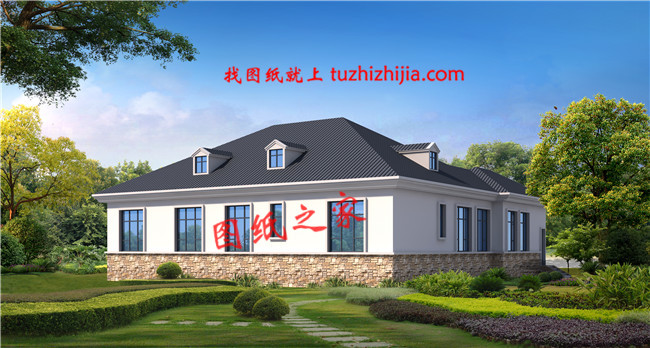 農(nóng)村一層獨(dú)棟別墅設(shè)計圖，帶閣樓，設(shè)計感十足