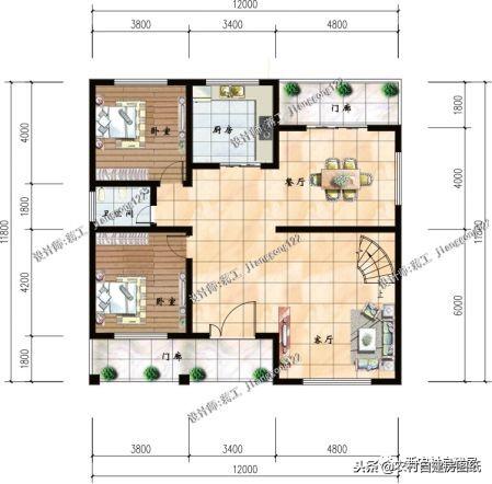 經(jīng)典別墅設(shè)計(jì)圖，復(fù)式躍層旋轉(zhuǎn)樓梯，80后為父母建養(yǎng)老房。