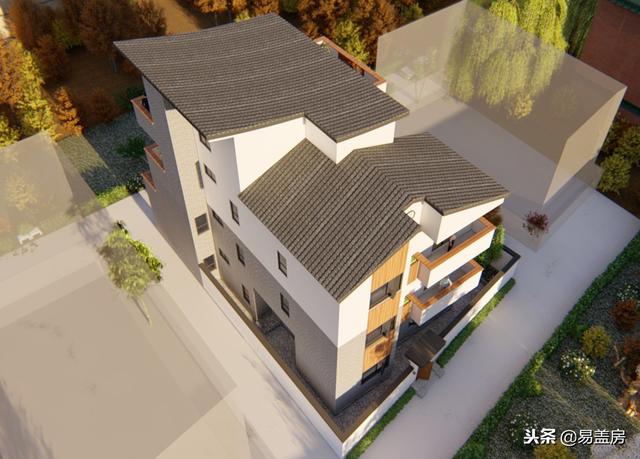 廣東農(nóng)村別墅設(shè)計(jì)圖，中庭車庫(kù)采光都有，這外觀真美