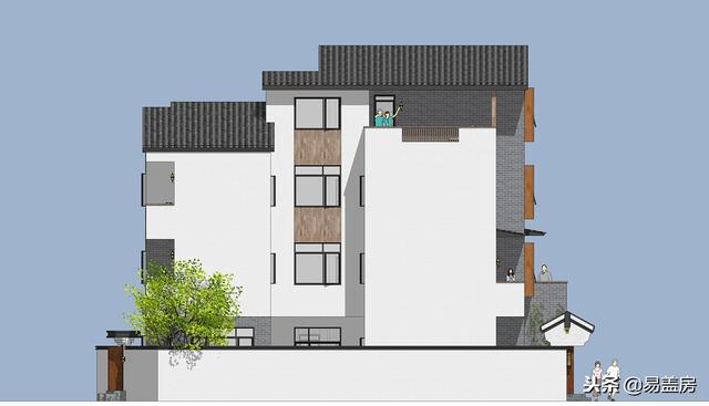 廣東農(nóng)村別墅設(shè)計(jì)圖，中庭車庫(kù)采光都有，這外觀真美