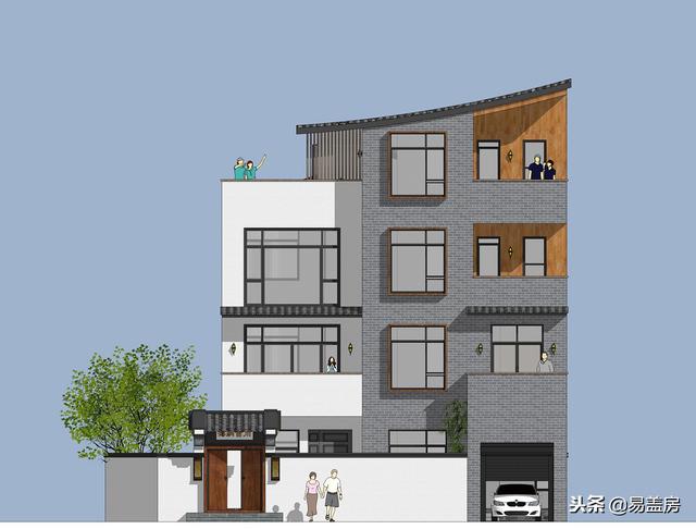 廣東農(nóng)村別墅設(shè)計(jì)圖，中庭車庫(kù)采光都有，這外觀真美