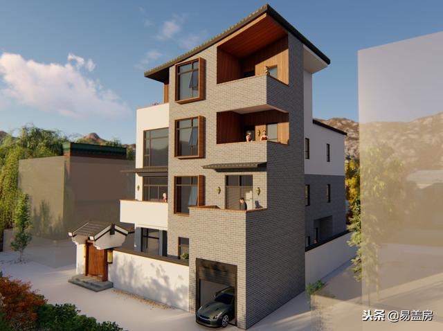 廣東農(nóng)村別墅設(shè)計(jì)圖，中庭車庫(kù)采光都有，這外觀真美