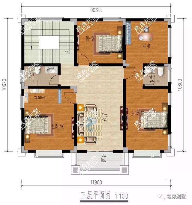 平屋頂設(shè)計的四層農(nóng)村別墅設(shè)計圖，戶型大氣，有錢趁早建