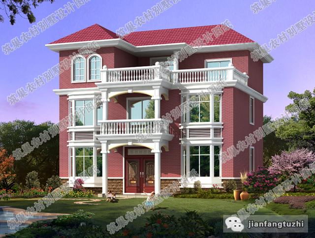 三層自建房設(shè)計(jì)圖13×10米2廳7房，30萬(wàn)帶挑空客廳飄窗套房露臺(tái)