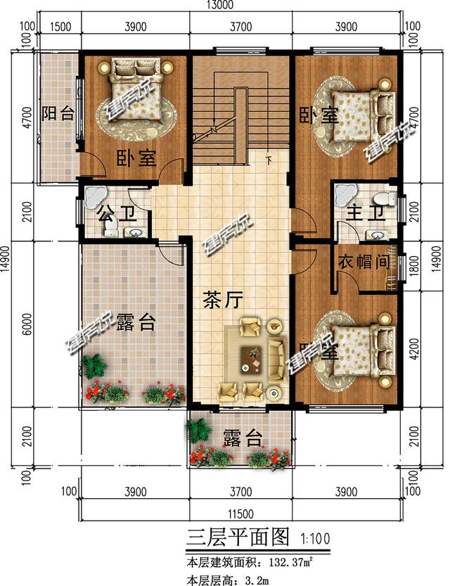 鄉(xiāng)村自建別墅設計圖，占地163平，方方正正好戶型，值得一建