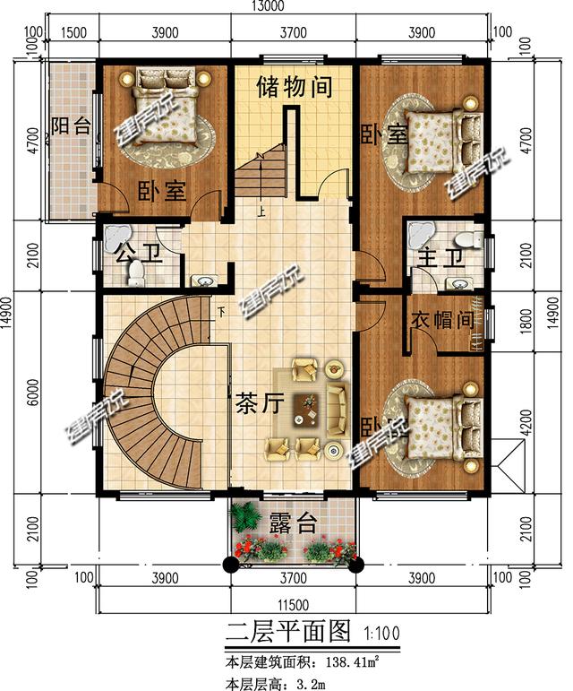鄉(xiāng)村自建別墅設計圖，占地163平，方方正正好戶型，值得一建