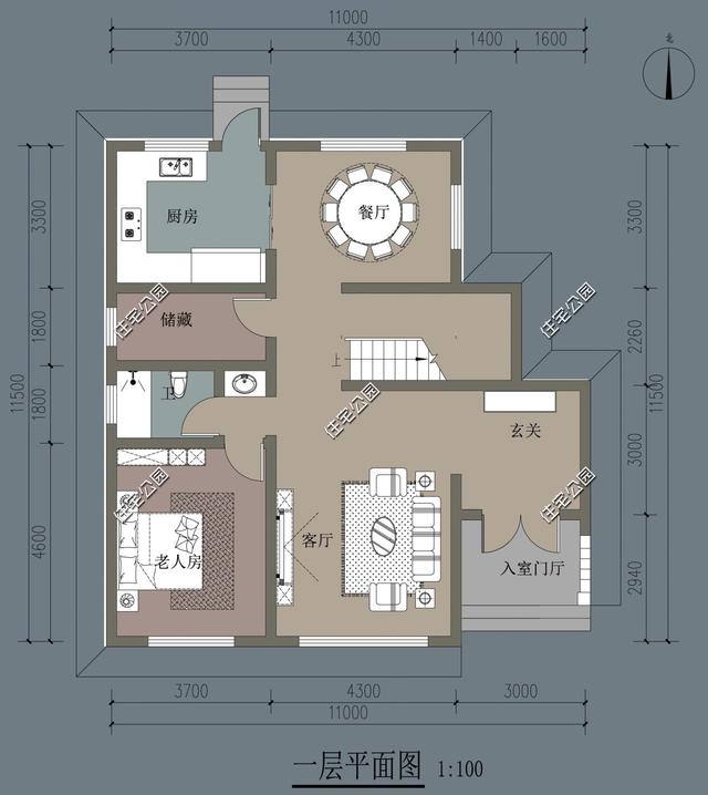 一棟3層帶坡頂別墅設(shè)計(jì)圖，11X11米宅地尺寸，適合農(nóng)村生活