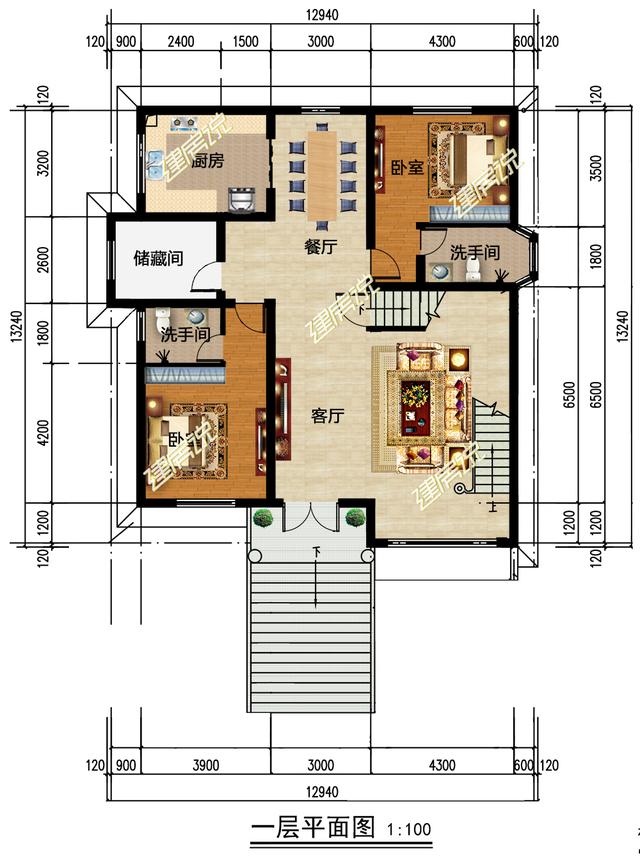 豪華氣派的三層半別墅設(shè)計圖，這棟別墅光主體就花了60來萬