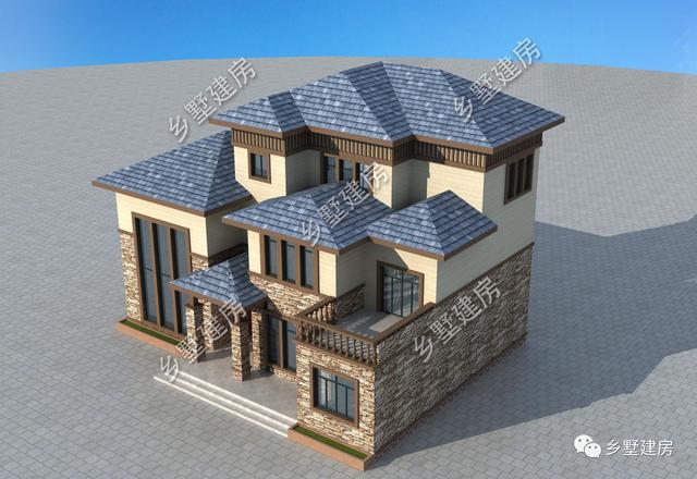 16X12米鄉(xiāng)村自建別墅，文化石外墻精致大氣，32萬就能建造。