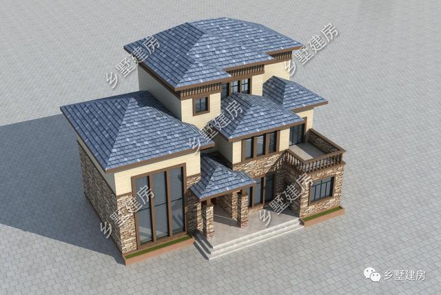 16X12米鄉(xiāng)村自建別墅，文化石外墻精致大氣，32萬就能建造。