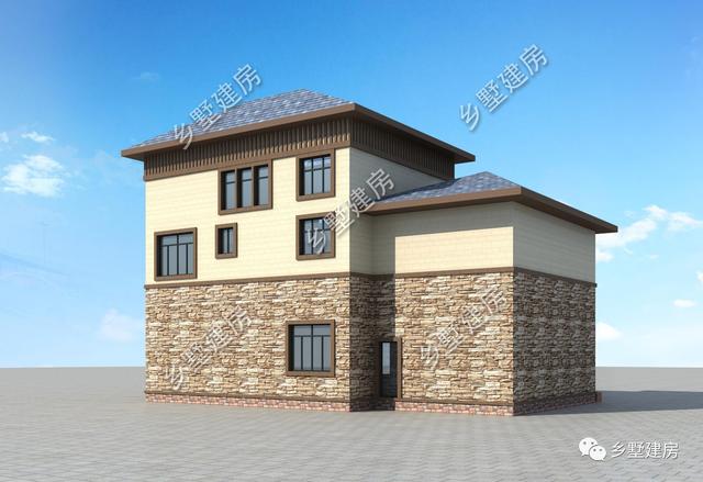 16X12米鄉(xiāng)村自建別墅，文化石外墻精致大氣，32萬就能建造。